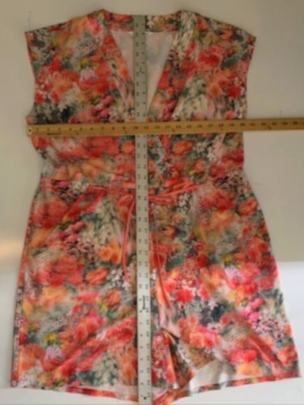 Athleta Marlow Floral Romper Large Tie Waist V Neck Cap Sleeve - Picture 11 of 15